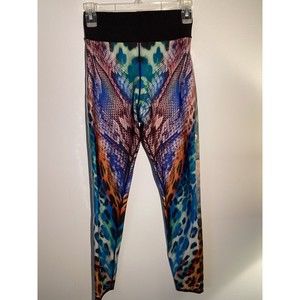 Ultracor Leggings High Waisted Bold Animal Snake Print Metallic Leg Stripe Large